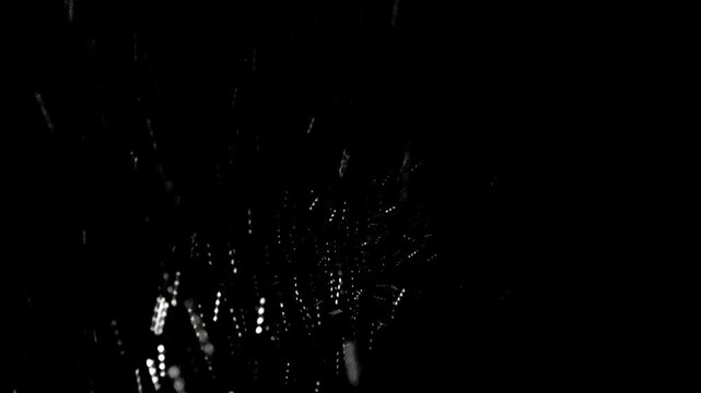 Snow flies on a black background, heavy snowfall, a snowstorm. A winter hurricane with wind, a snow squall.