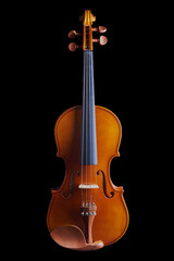 Fototapeta premium Violin string musical instrument against black background