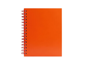 Bright orange spiral-bound notebook resting on a plain surface isolated on transparent background Png, PNG, png