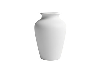 Elegant white ceramic vase with narrow neck and smooth flared base isolated on transparent background Png, PNG, png