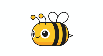 Obraz premium Adorable Cute Cartoon Bee Character Illustration with Big Eyes on Isolated White Background