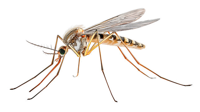Ultra realistic HD mosquito macro legs and wings sharp detail, isolated on white background
