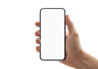Hand holding a modern smartphone with a clean and minimalistic design isolated on transparent background Png, PNG, png