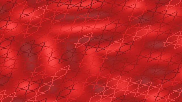 Abstract red background with a subtle, repeating geometric pattern of interconnected lines, creating a textured and dynamic visual effect.