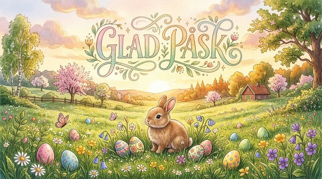 Swedish Easter Greeting with Elegant &ldquo;Glad P&aring;sk&rdquo; Lettering