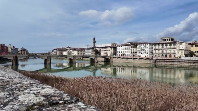 Holy Trinity Bridge (Ponte Santa Trinita) in Florence Italy is a Renaissance bridge designed by Michelangelo and Ammannati