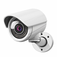 Isolated security camera with lens on a white background representing digital surveillance technology equipment