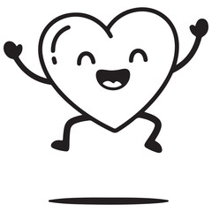 Obraz premium Happy Cartoon Heart Character Jumping with Joy