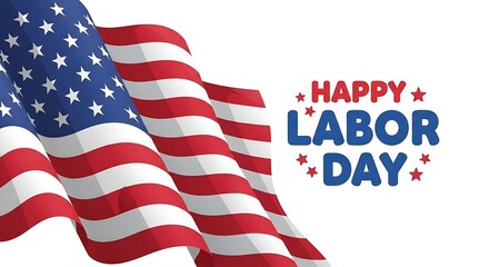 Obraz premium Happy labor day celebration with american flag honoring workers' contributions on labor day weekend
