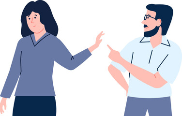 Fototapeta premium Woman showing denial gesture to man. Person refuse to talk