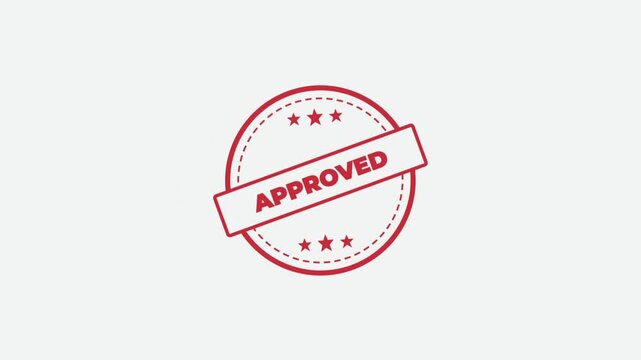 Animated Stamp Featuring Red Approved Text in a Circular Motion Graphic Illustration