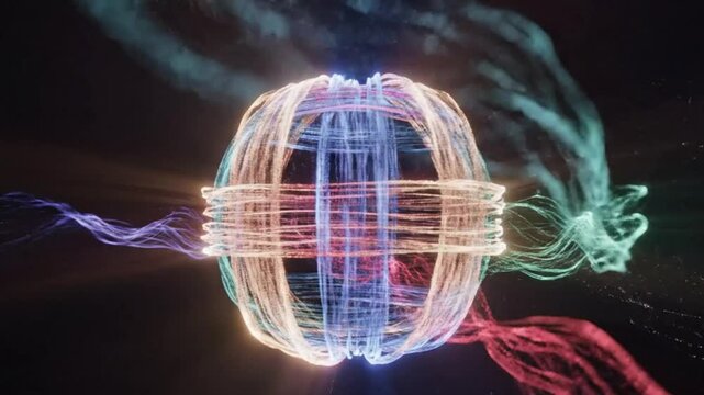 Glowing Sphere with Vibrant Energy Trails.