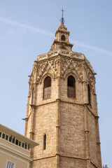 Fototapeta premium Valencia Cathedral and Miguelete Tower (Micalet) from Plaza de la Reina, Spain