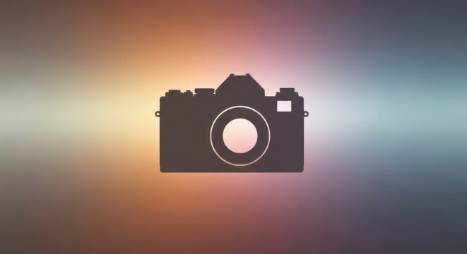 Camera silhouette against gradient background for photography concept