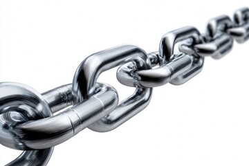 Naklejka premium Close up View of a Metal Chain Showing Links and Shine in a Simple Design Suitable for Various Uses