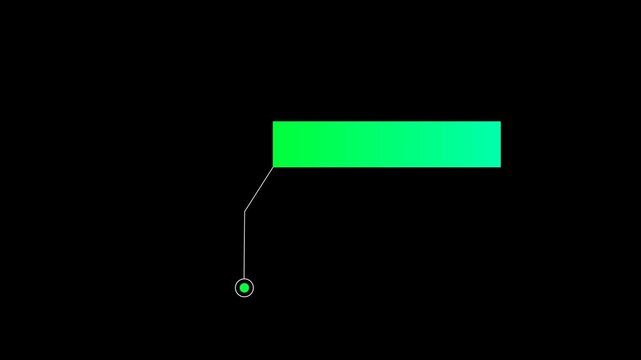 green gradient rectangle bar callout label animation with alpha channel Product feature pointer callout animation with copy space