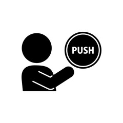 プッシュボタンへ誘導する人型アイコン