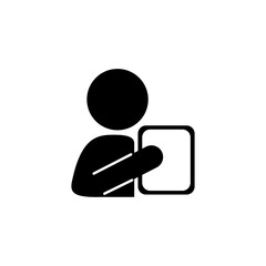 スマホで案内をしているイメージの人型アイコン