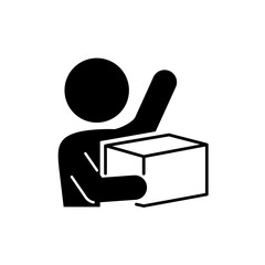 荷物を受け取ったイメージの人型アイコン