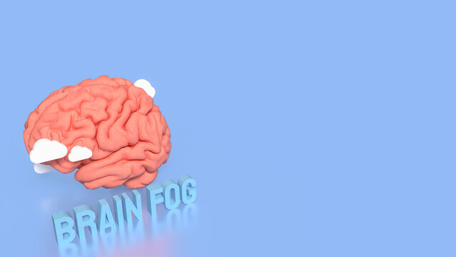 Brain Fog Concept with 3D Brain and Clouds.