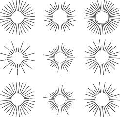 sunburst vector set ray burst vintage retro icon graphic illustration