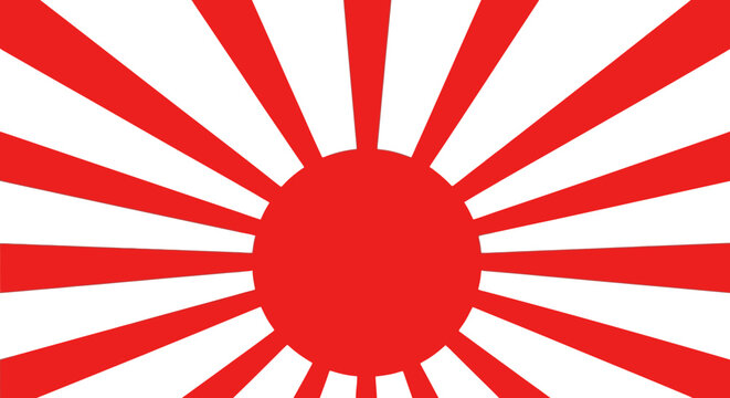 Japanese Flag Rising Sun Symbol Illustration.