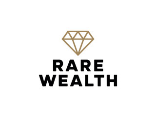 Fototapeta premium Rare Wealth Logo with Diamond Symbol and Bold Typography on White Background