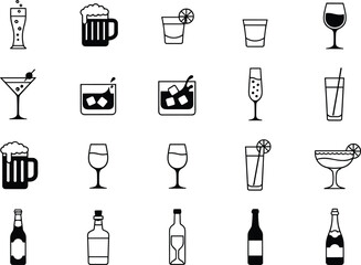 drink, beverage, alcohol, cocktail, wine, beer, whiskey, glass, bar, party, celebration, liquor, champagne, refreshment, bottle, nightlife, cocktail, drinks, icons