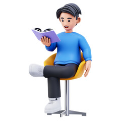 read a book 3d illustration