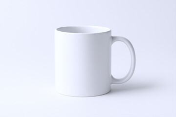 Obraz premium Minimalist White Ceramic Mug Mockup on Clean Background, Ideal for Branding and Design Presentation