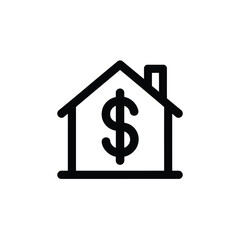 Obraz premium A house icon with a dollar sign inside represents real estate investment.
