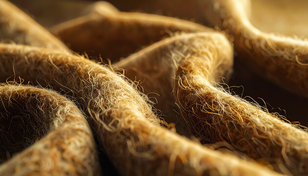 Warm Golden Macro of Soft Natural Fiber Textile with Rich Organic Texture and Depth