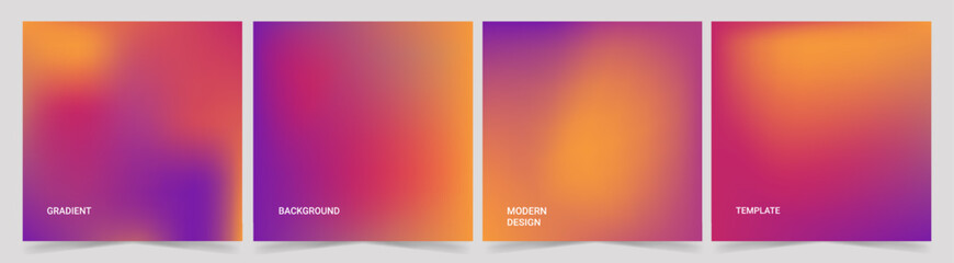 Obraz premium Gradient Uv Set of modern vibrant gradient backgrounds with smooth magenta, purple and orange transitions. Minimal abstract templates for branding, social media, presentation and web design