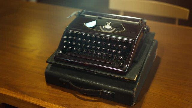 Antique cast iron typewriter with mechanical keyboard