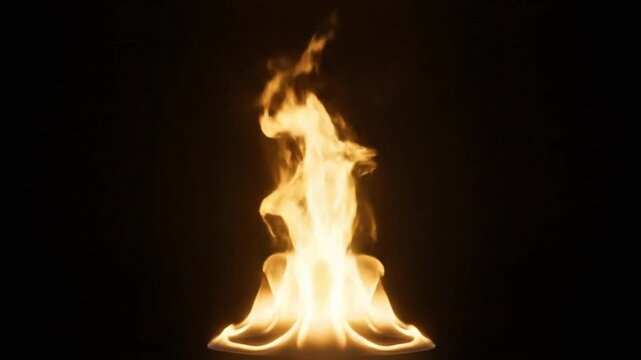 Unique flame shapes rise in dark background showcasing creative fire movement and patterns in a striking display of light and form