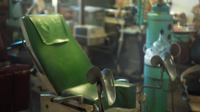 A gynecology room to examine women in squalid conditions. Low standard of living.