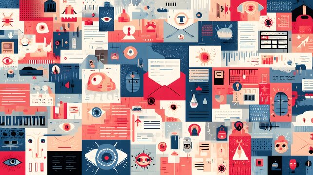 Abstract Digital Communication and Cyber Security Threats Illustration.