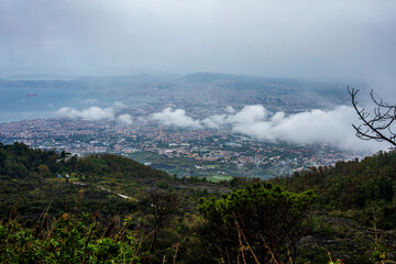 Fototapeta premium Wide Panoramic View of Naples and Coastal Towns from Vesuvius Slopes