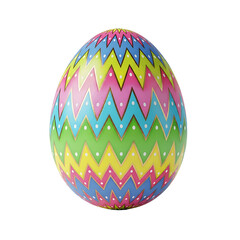 Obraz premium A colorful Easter egg with a zigzag pattern on a transparent background