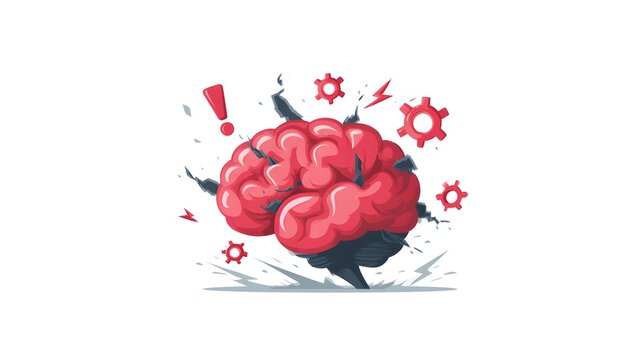 Brain Overload Illustration - Stress, Mental Health, and Cognitive Pressure.