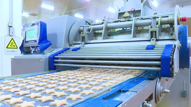 Star-Shaped Chicken Nuggets Production Line in Food Manufacturing Facility