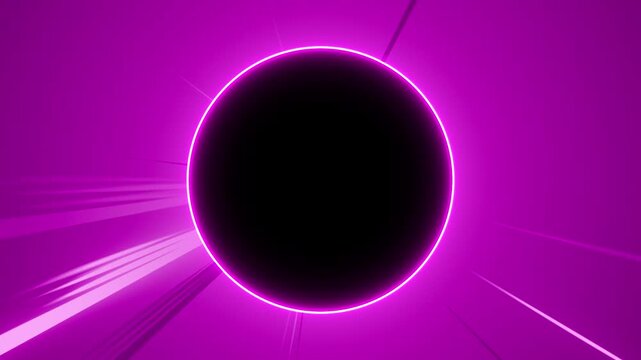 neon bordar round frame with comic speed radial line lights background