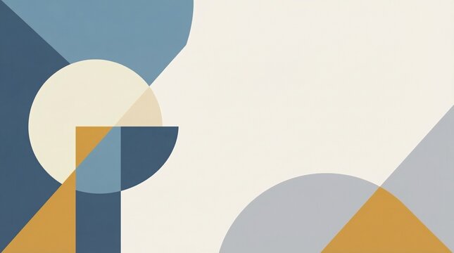 Minimalist background with abstract geometric shapes, circles, and bold constructivist color blocking