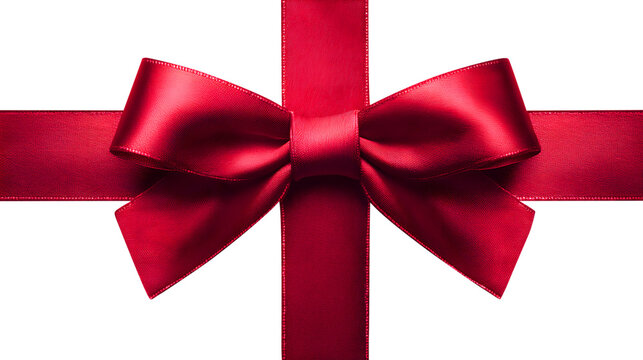 Red satin ribbon bow isolated on a transparent background 1