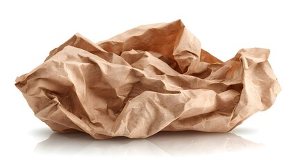 Obraz premium Crumpled brown paper ball isolated on white background.