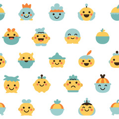 Obraz premium Collection of Cartoon Yellow Smiley Faces and Icons.