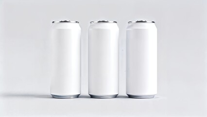 White two large tall beer or soda aluminum can mockup.