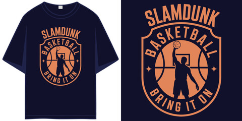 slamdunk basketball bring it on vintage varsity shield sports graphic aesthetic t shirt design vector illustration artwork  © SMN TeeStock