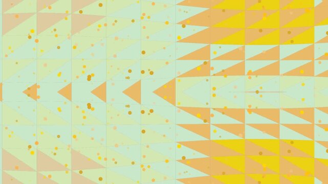Modern Geometric Triangle Pattern with Yellow, Green, and Orange Hues, Sprinkled with Dots