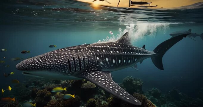tiburon ballena, tiburones, peces, mar, animal, oce&aacute;no, submarino, azul, acu&aacute;tico, delfines, vector, aislada, depredador, aleta, blanco, dibujos animados, naturaleza, nataci&oacute;n, ballena, fauna, azul ma